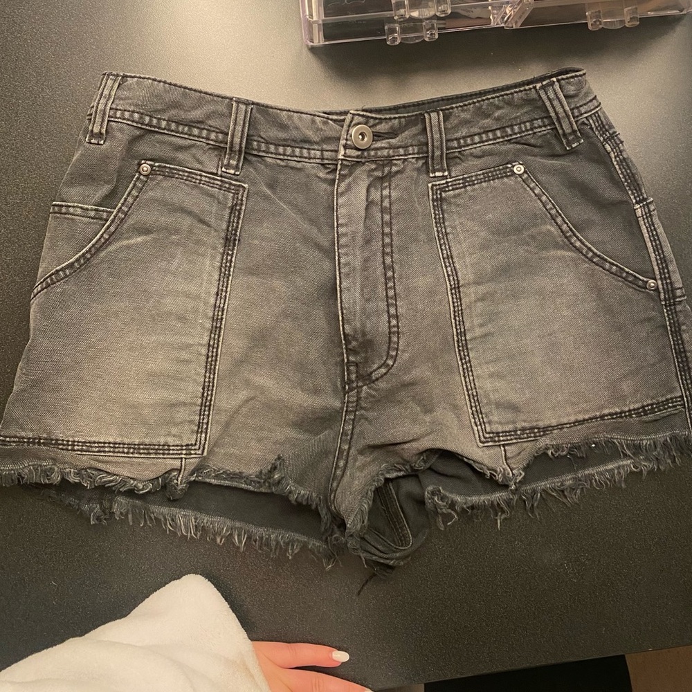 Free People black grey denim shorts